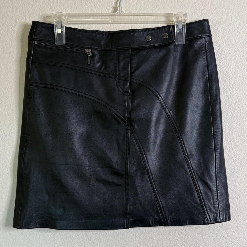 Cache leather mini skirt black size 6 NWT